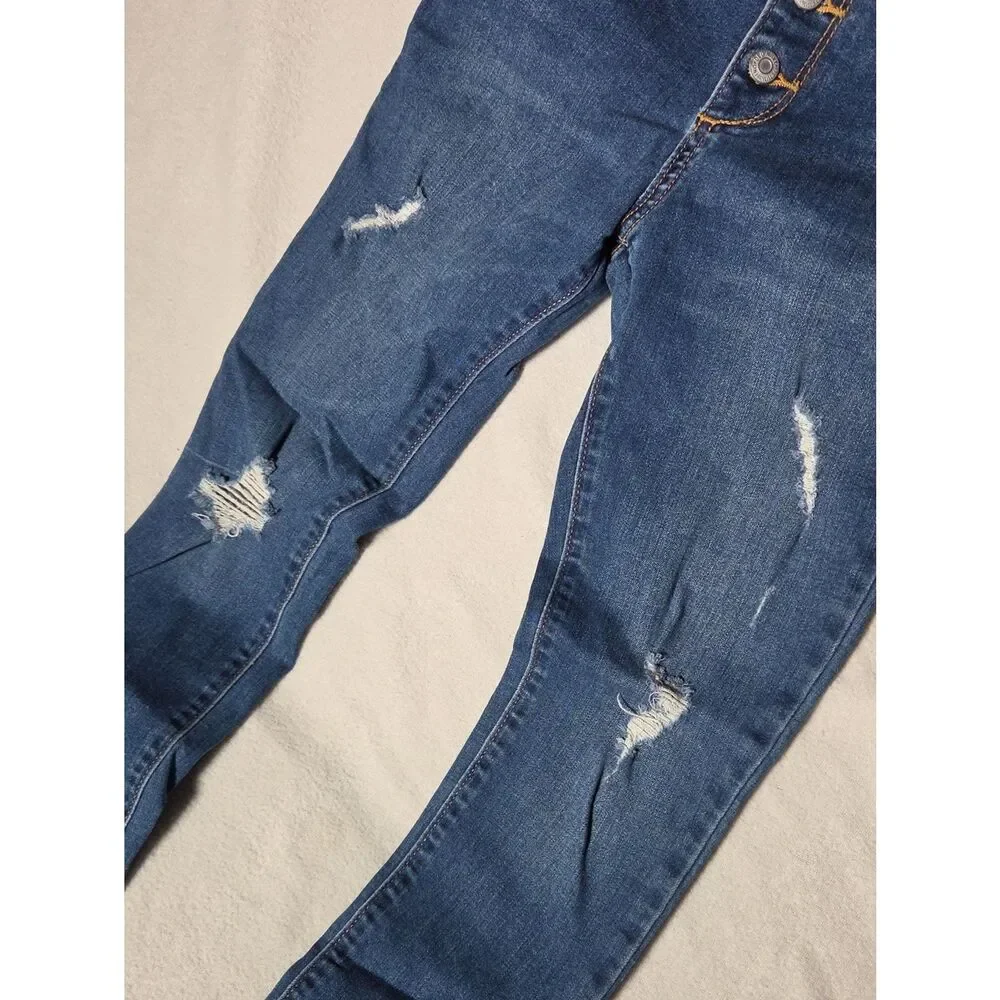 Old Navy High Rise Rockstar Super Skinny Jeggings 12 Button Fly Distressed Split
